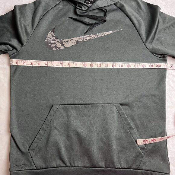 Nike Dri Fit Men’s Size Medium Green Center Swoosh Hooded Sweatshirt - Picture 4 of 7
